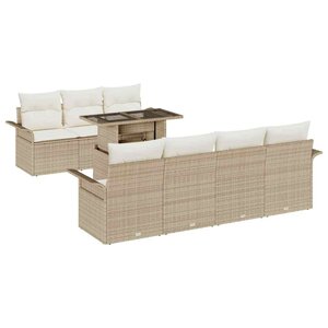 vidaXL Ensemble de canapé de jardin 8 Pièces Beige Poly Rattan