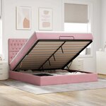 vidaXL Cadre de lit ottoman avec matelas rose 160x200 cm velours