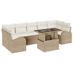 vidaXL Ensemble de canapé de jardin 8 pièces avec coussins Beige Poly Rattan