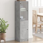 vidaXL Buffet avec porte en verre gris béton 35x37x142 cm