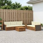 vidaXL Ensemble de canapés d'extérieur 6 pc Naturel et Crème