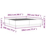vidaXL Cadre de lit avec lumières LED chêne fumé 200x200 cm