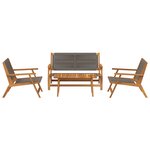 vidaXL Chaises de jardin avec table 4 Pièces Gris Bois d'acacia massif