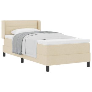 vidaXL Lit à ressorts avec tête de lit Crème 200 x 100 cm tissu