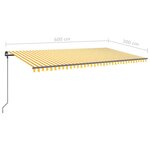 vidaXL Auvent automatique rétractable avec poteaux 6x3m Jaune et blanc