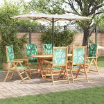 vidaXL Ensemble de salle à manger pour jardin 7 Pièces Motif de feuille