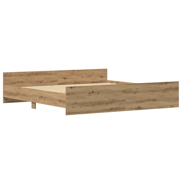 vidaXL Cadre de lit chêne artisanal 200 x 200 cm Bois d'ingénierie
