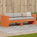 vidaXL Canapé de jardin 3 places cire marron bois de pin massif