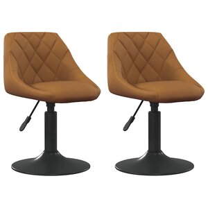 vidaXL Chaises de salle à manger pivotantes Géométrique 2 Pièces Marron
