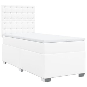 vidaXL Sommier à lattes de lit avec matelas Blanc 90x190 cm Similicuir