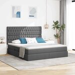 vidaXL Lit avec rangement et matelas Gris foncé 160 x 200 cm Polyester