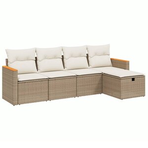 vidaXL Salon de jardin avec coussins 5 Pièces beige résine tressée