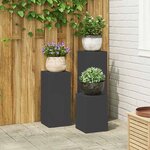 vidaXL Supports pour plantes 3 Pièces Noir 24 x 24 x 75 cm Acier