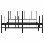 vidaXL Cadre de lit métal sans matelas avec pied de lit noir 120x200cm