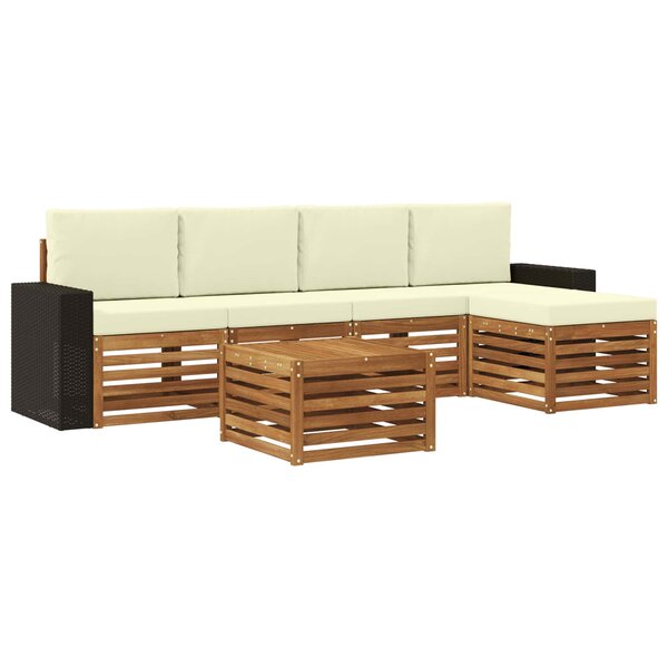 vidaXL Ensemble de canapés d'extérieur 6 pc Naturel et Crème