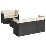 vidaXL Salon de jardin 6 Pièces avec coussins noir résine tressée