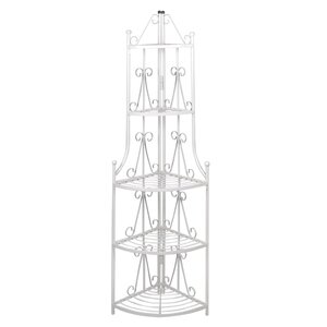 Étagère d’angle pour plantes en blanc