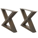 vidaXL Pieds de table basse 2 pièces Acier naturel 50 x (30-31 3) cm Acier
