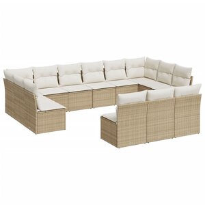 vidaXL Salon de jardin avec coussins 13 Pièces beige résine tressée