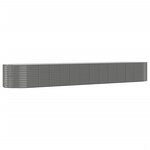vidaXL Lit surélevé de jardin Gris 554x100x68cm Acier enduit de poudre