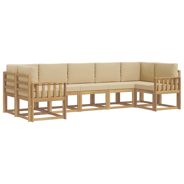 vidaXL Ensemble de canapés d'extérieur 7 pc Blanc et Beige