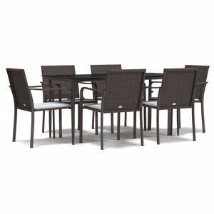 vidaXL Ensemble à manger de jardin 7 Pièces coussins résine tressée acier