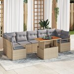 Ensemble de Canapé de Jardin 8 pièces avec coussins Beige Rattan poly