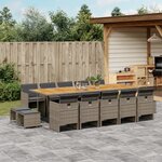 vidaXL Ensemble à manger de jardin 15 Pièces coussins gris résine tressée