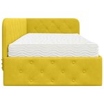 vidaXL Cadre de lit d'angle avec matelas Jaune 100 x 200 cm Velours