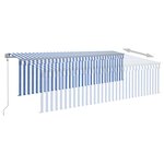 vidaXL Auvent automatique store capteur de vent/LED 5x3m Bleu et blanc
