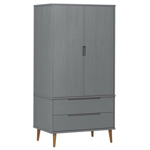 vidaXL Garde-robe MOLDE Gris 90x55x175 cm Bois massif de pin