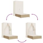 vidaXL Chaise longue double avec toit et rideaux beige résine tressée