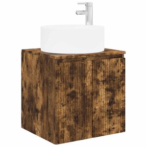vidaXL Meuble de lavabo mural Chêne fumé 49 5 x 44 5 x 65 5 cm