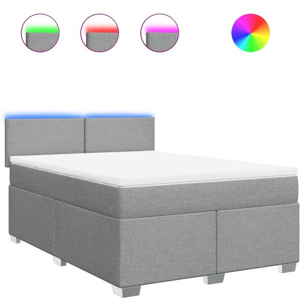 vidaXL Sommier à lattes de lit avec matelas Gris clair 160x200cm Tissu