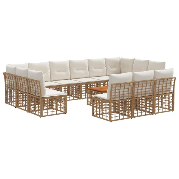 vidaXL Ensemble de canapés d'extérieur 14 Pièces Blanc Naturel et Crème