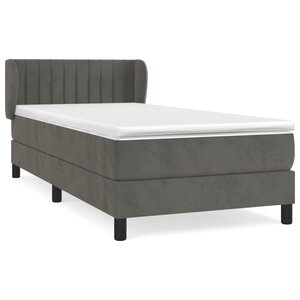 vidaXL Sommier à lattes de lit et matelas Gris foncé 90x200 cm Velours