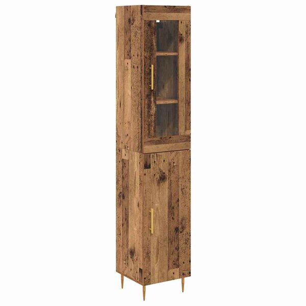 vidaXL Haut Armoire 2 Pièces Bois Ancien Verre