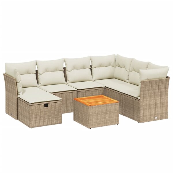 vidaXL Salon de jardin avec coussins 8 Pièces beige résine tressée