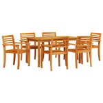 Ensemble de Salle à Manger de Jardin 7 Pièces en Bois Massif d'Acacia