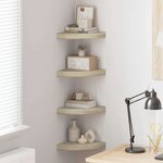 vidaXL Étagères d'angle flottantes 4 Pièces chêne 25x25x3 8 cm MDF