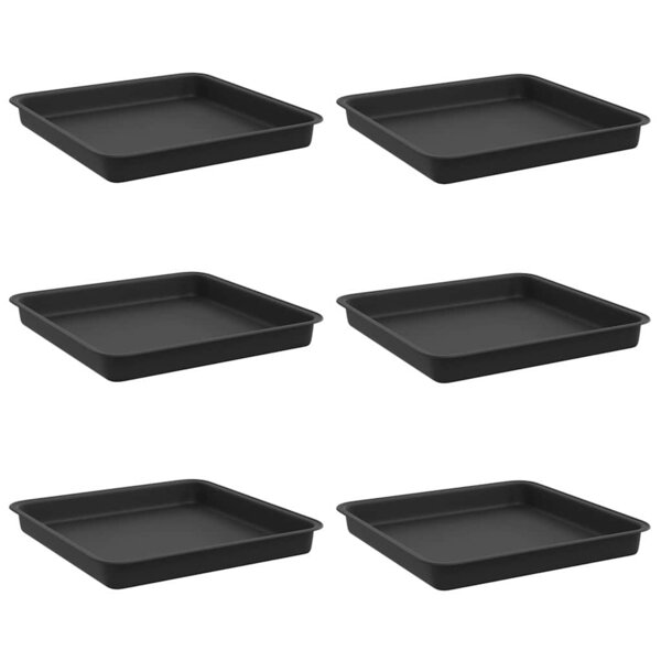 vidaXL Plateau carré à fleurs 6 Pièces Noir 18 x 18 x 2 cm Plastique