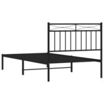 vidaXL Cadre de lit métal avec tête de lit noir 100x190 cm