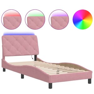 vidaXL Cadre de lit avec LED sans matelas rose 90x190 cm velours