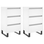 vidaXL Tables de chevet 2 Pièces blanc 40x35x69 cm bois d’ingénierie
