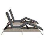 vidaXL Chaises longues avec coussins lot de 2 gris résine tressée