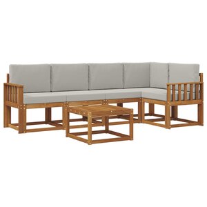 vidaXL Ensemble de canapés d'extérieur 6 pc Gris Naturel et Clair