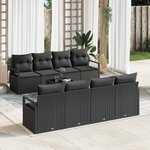 vidaXL Ensemble de canapé de jardin 9 Pièces Noir 55 x 55 x 37 cm