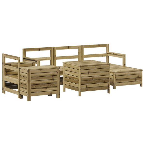 vidaXL Salon de jardin 7 Pièces bois de pin imprégné