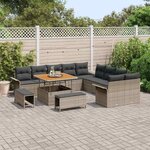 vidaXL Ensemble de canapé de jardin 13 Pièces Gris polyrotin