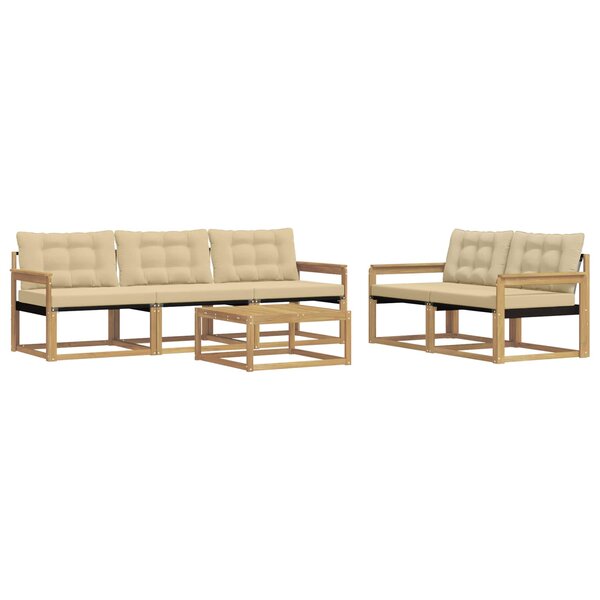 vidaXL Ensemble de canapés d'extérieur 6 Pièces Blanc et Beige
